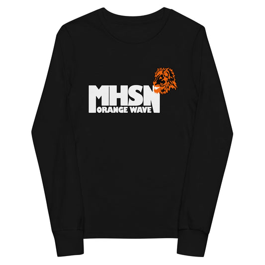 Performance | Youth Long Sleeve T-Shirt | Orange Wave Marching Band | Crest Logo