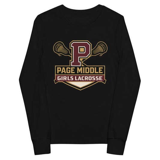 Performance | Youth Long Sleeve T-Shirt | Page Middle Girls Lacrosse | Block P Logo
