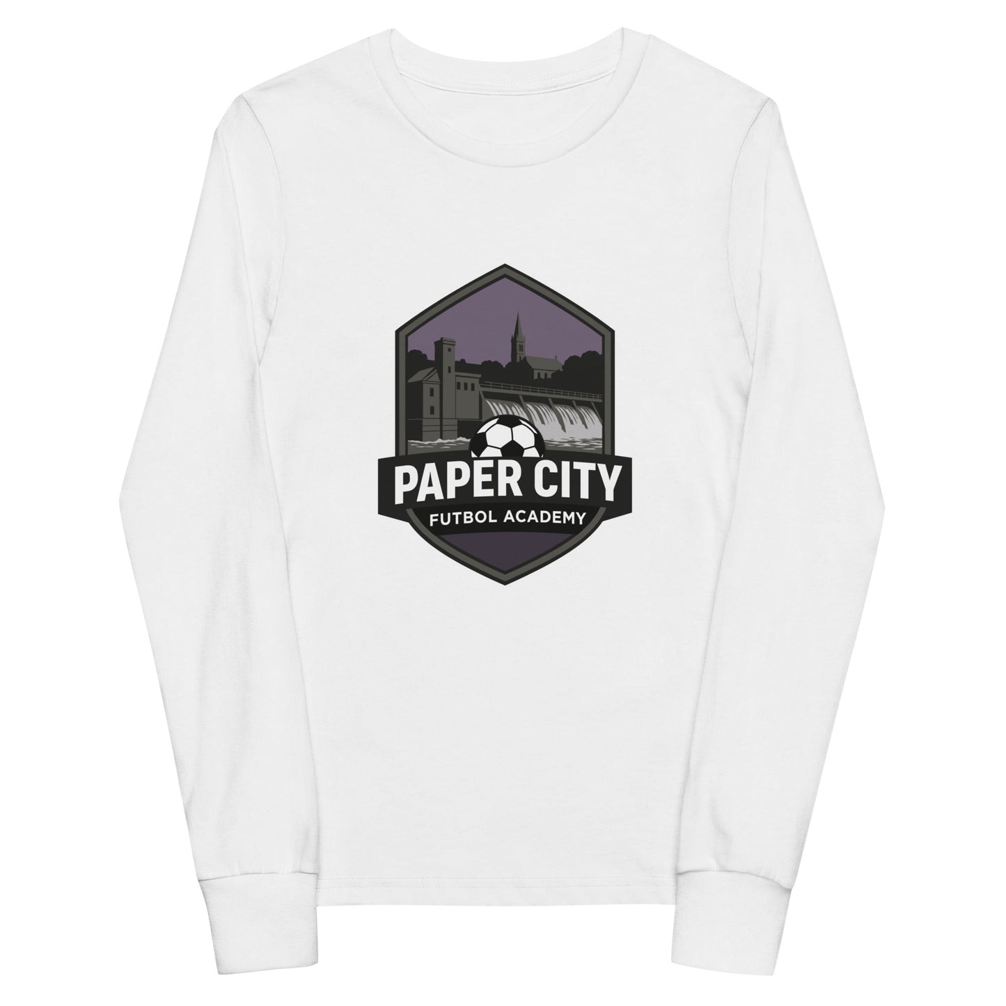 Performance | Youth Long Sleeve T-Shirt | Paper City Futbol Academy | Vanguard Shield Logo