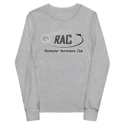 Performance | Youth Long Sleeve T-Shirt | Rochester Astronomy Club | Orbit Logo