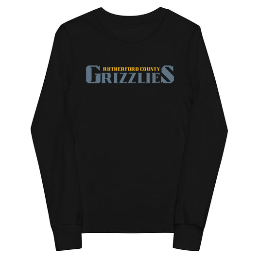 Performance | Youth Long Sleeve T-Shirt | Rutherford County Grizzlies Football | Alt Script Logo