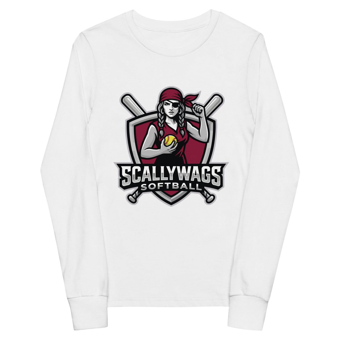Performance | Youth Long Sleeve T-Shirt | Scallywags Softball | Crest Logo