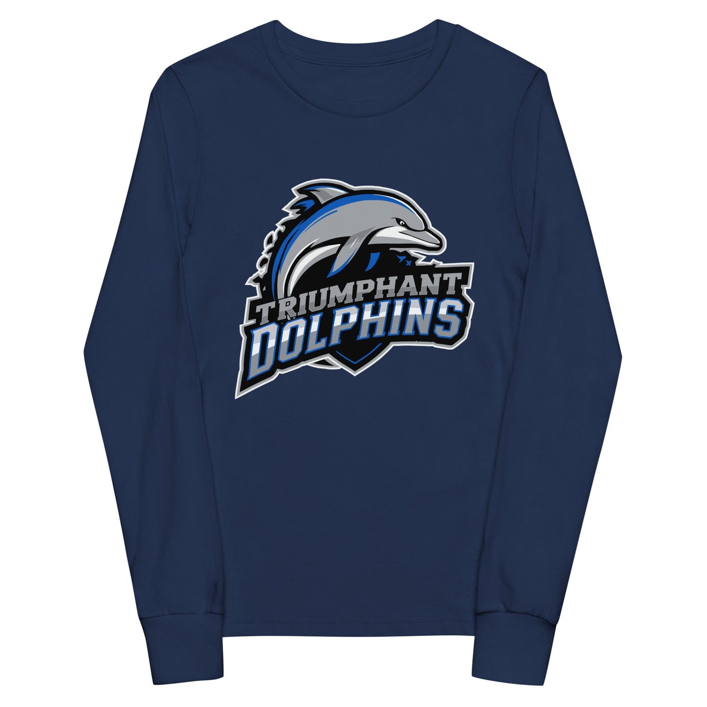 Performance | Youth Long Sleeve T-Shirt | SE Triumphant Dolphins | Dolphins Mascot Logo