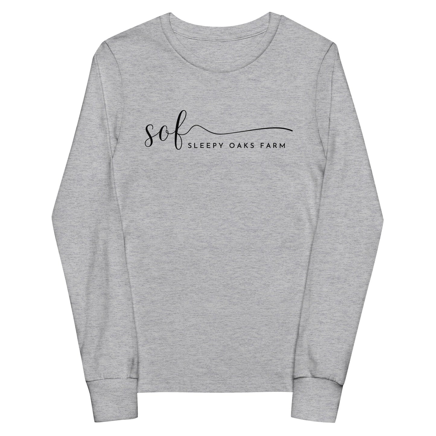 Performance | Youth Long Sleeve T-Shirt | Sleepy Oaks Farm | Script Logo