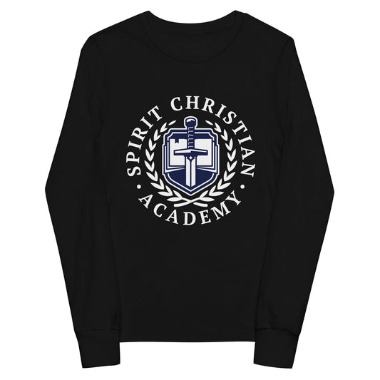 Performance | Youth Long Sleeve T-Shirt | Spirit Christian Academy | White Script Logo