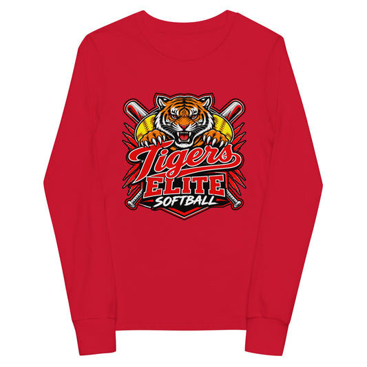 Performance | Youth Long Sleeve T-Shirt | Tigers Elite Softball | Emblem Logo