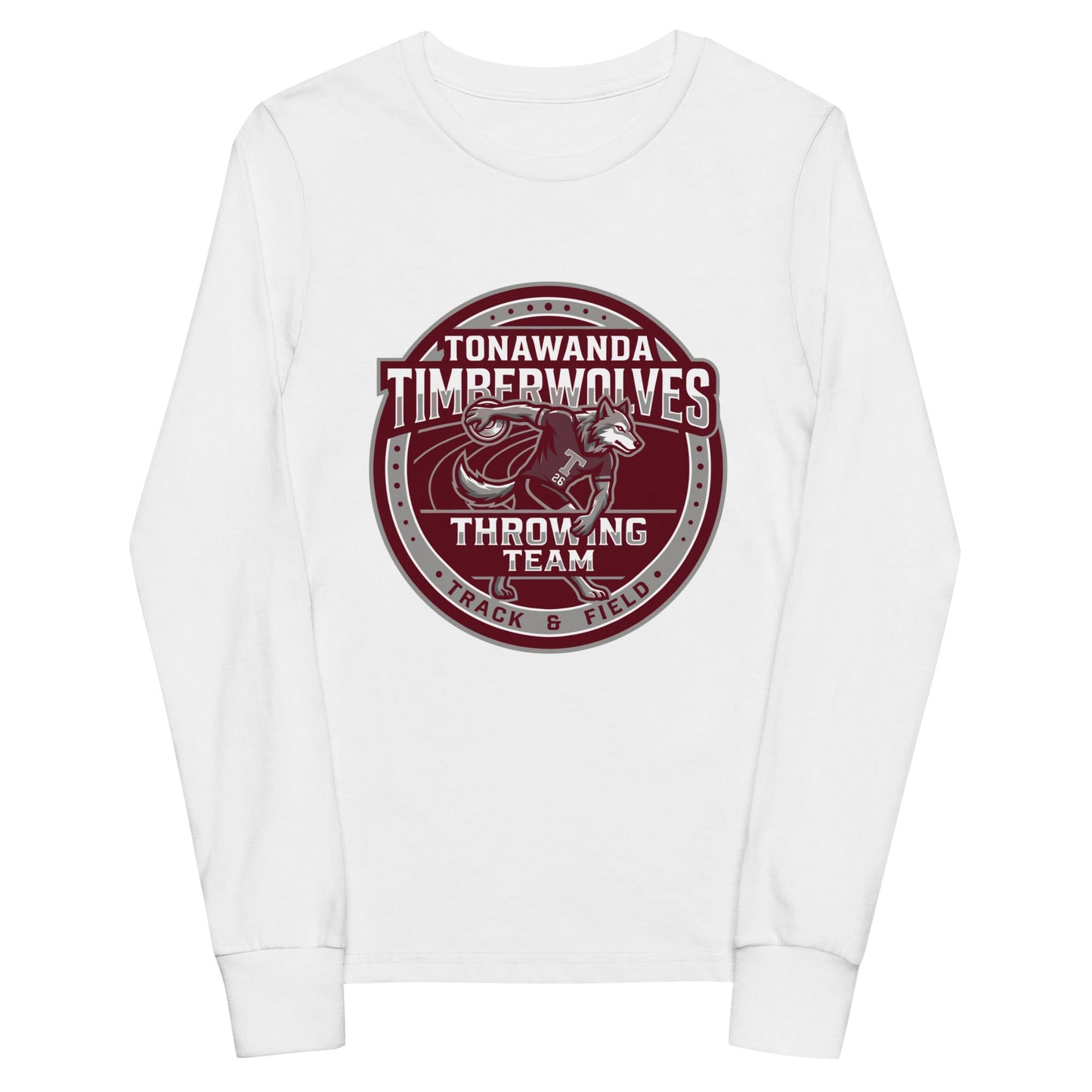 Performance | Youth Long Sleeve T-Shirt | Tonawanda High School Track and Field | Throwing Team Logo