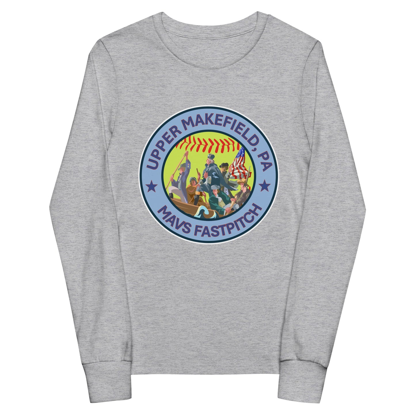 Performance | Youth Long Sleeve T-Shirt | Upper Makefield Mavs Fastpitch | Crossing Badge Logo
