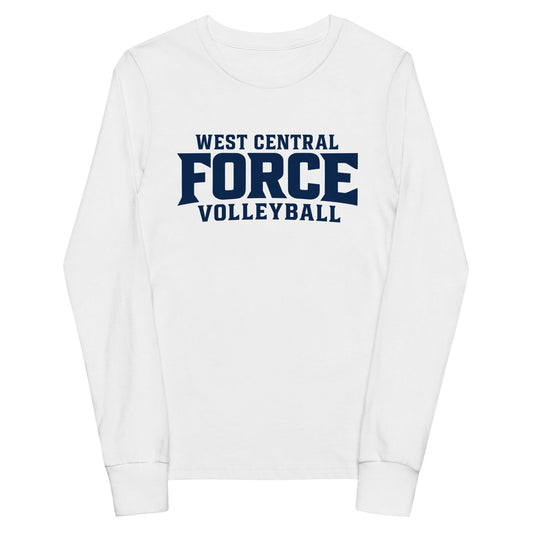Performance | Youth Long Sleeve T-Shirt | West Central Force Volleyball | Blue Logo