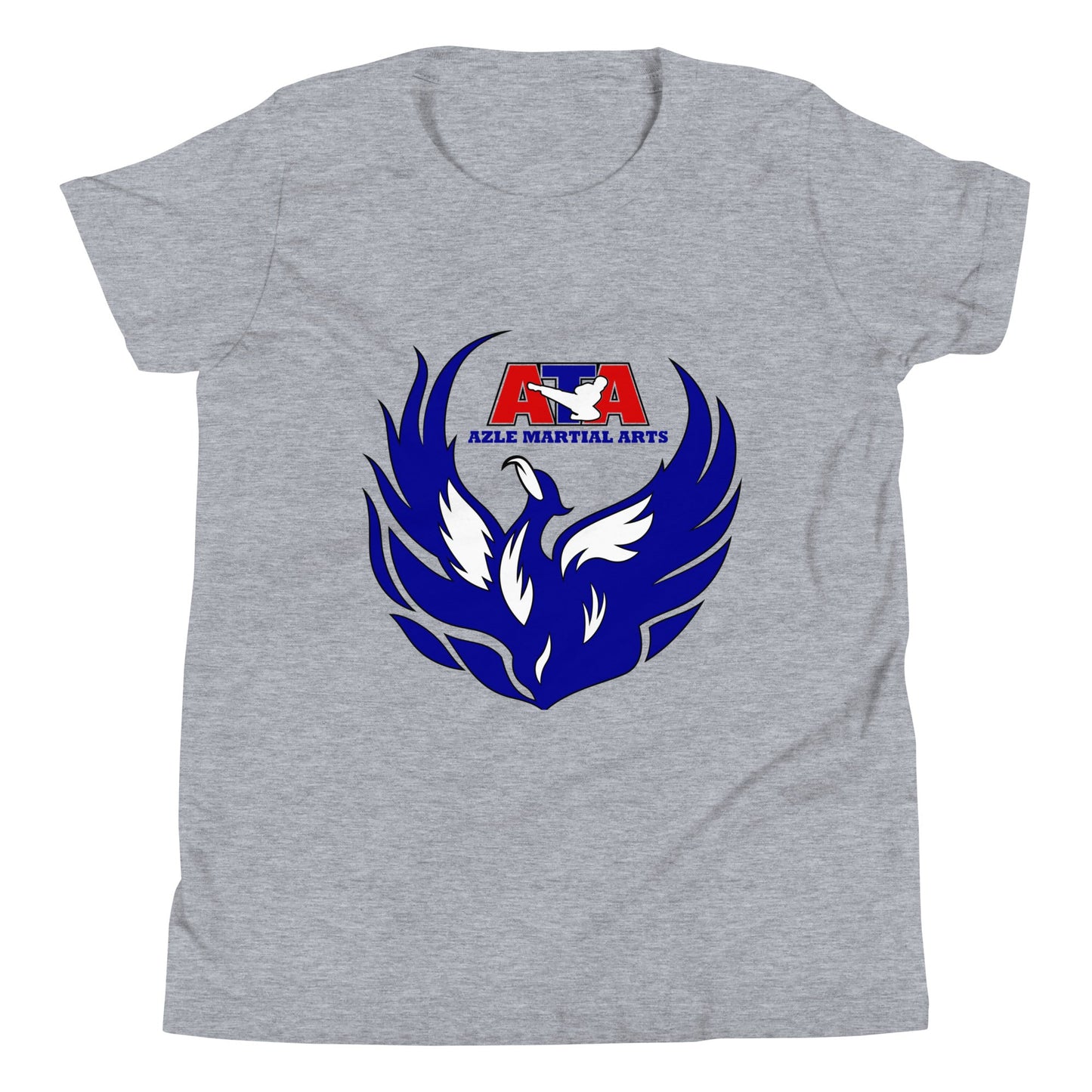Performance | Youth T-Shirt | Azle Martial Arts | Blue Fire Crest Logo