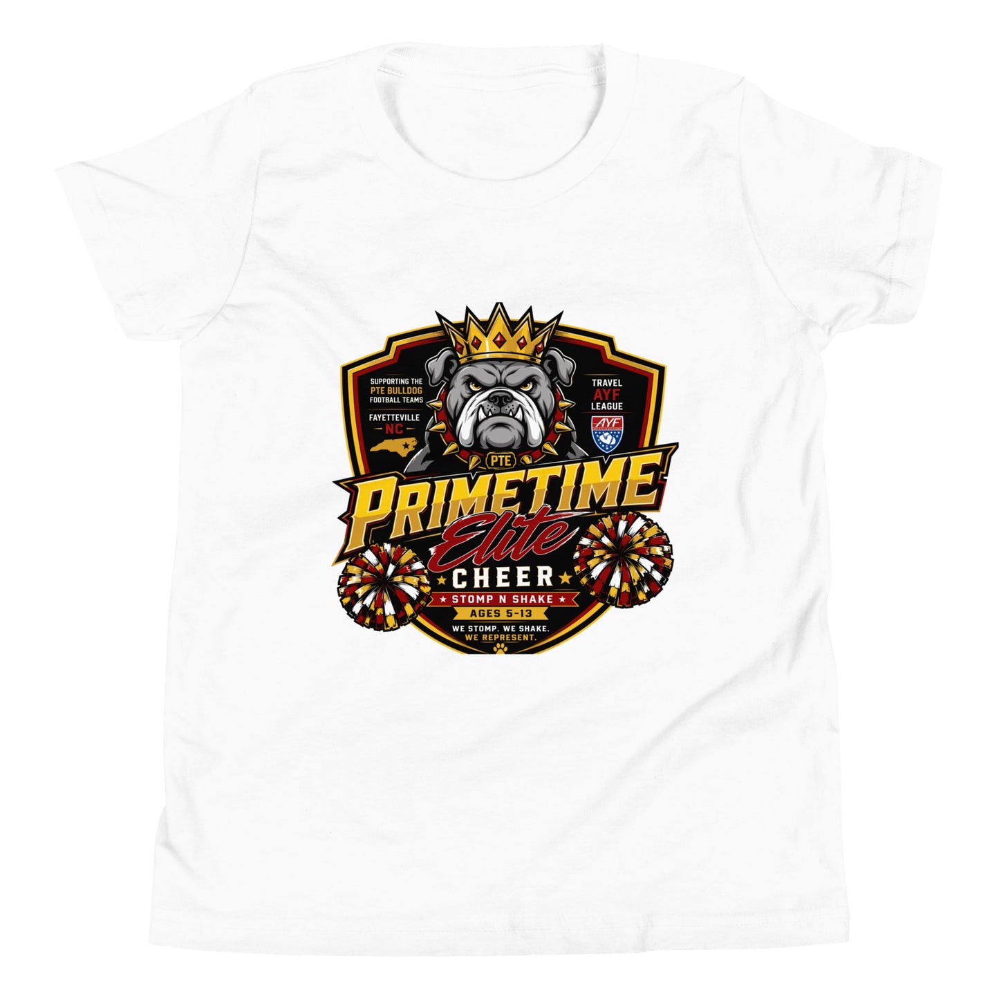 Performance | Youth T-Shirt | PTE Bulldog Cheer | Shield Logo