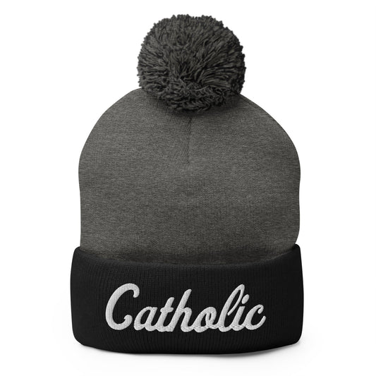 Pom - Pom Beanie | Catholic High School | Script Logo