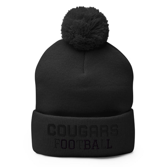 Pom - Pom Beanie | Colts Neck Cougars | Youth Tackle Football (AYF) | Strike Mascot Logo
