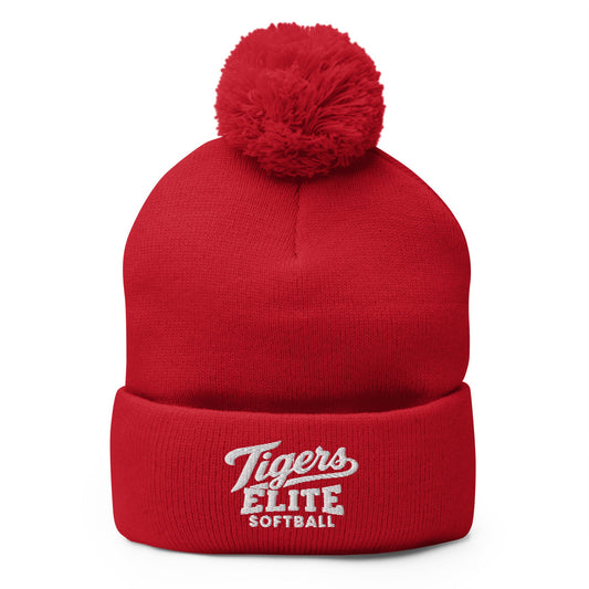Pom-Pom Beanie | Tigers Elite Softball | Emblem Logo