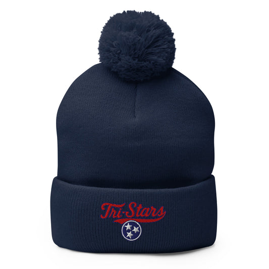 Pom - Pom Beanie | Tri - Stars | 3 Stars Logo