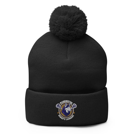 Pom - Pom Beanie | UW Women's Club Lacrosse | Badge Logo