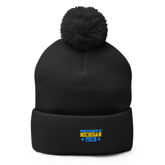 Pom - Pom Beanie | Women’s Rugby at Michigan Tech | Varsity Crest Logo