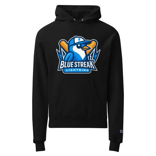 Signature | Champion Hoodie | Blue Streak Lightning | Mascot Logo