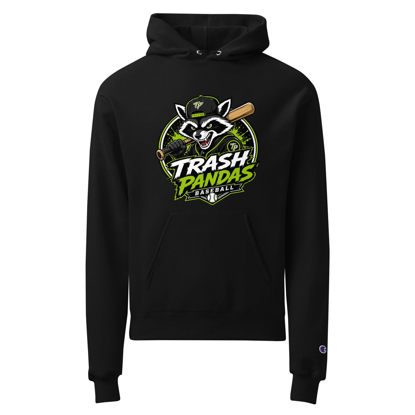 Signature | Champion Hoodie | Trash Pandas Baseball Organization | Mascot Logo