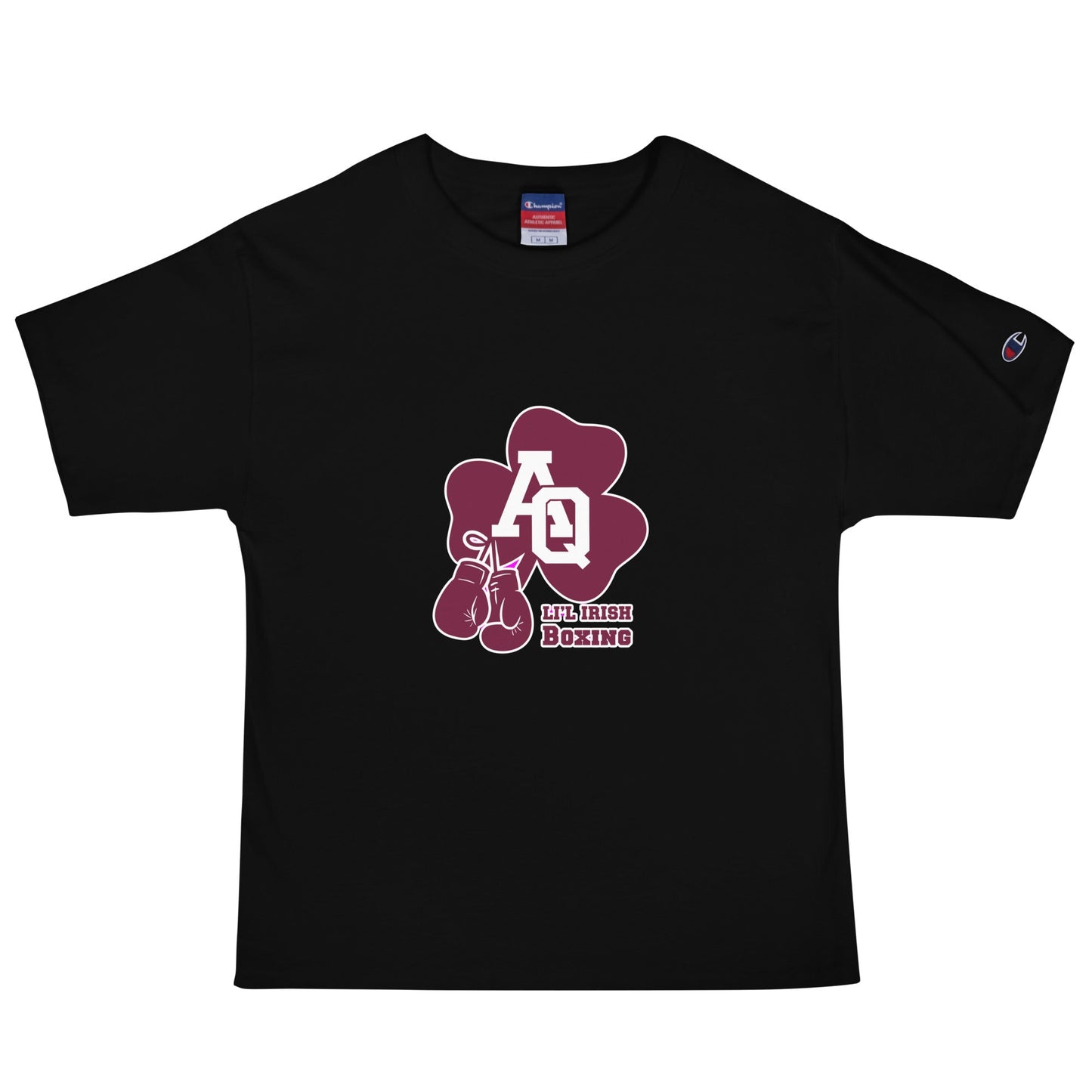 Signature | Champion T-Shirt | Aquinas Li’l Irish Boxing | AQ Shamrock Logo