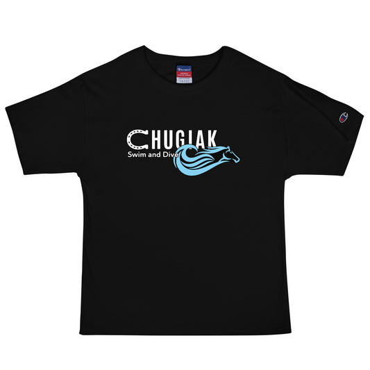 Signature | Champion T-Shirt | Chugiak Mustang Swim & Dive | Emblem Logo