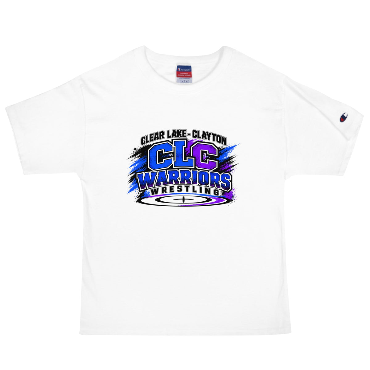 Signature | Champion T-Shirt | Clear Lake - Clayton Wrestling | Vanguard Logo