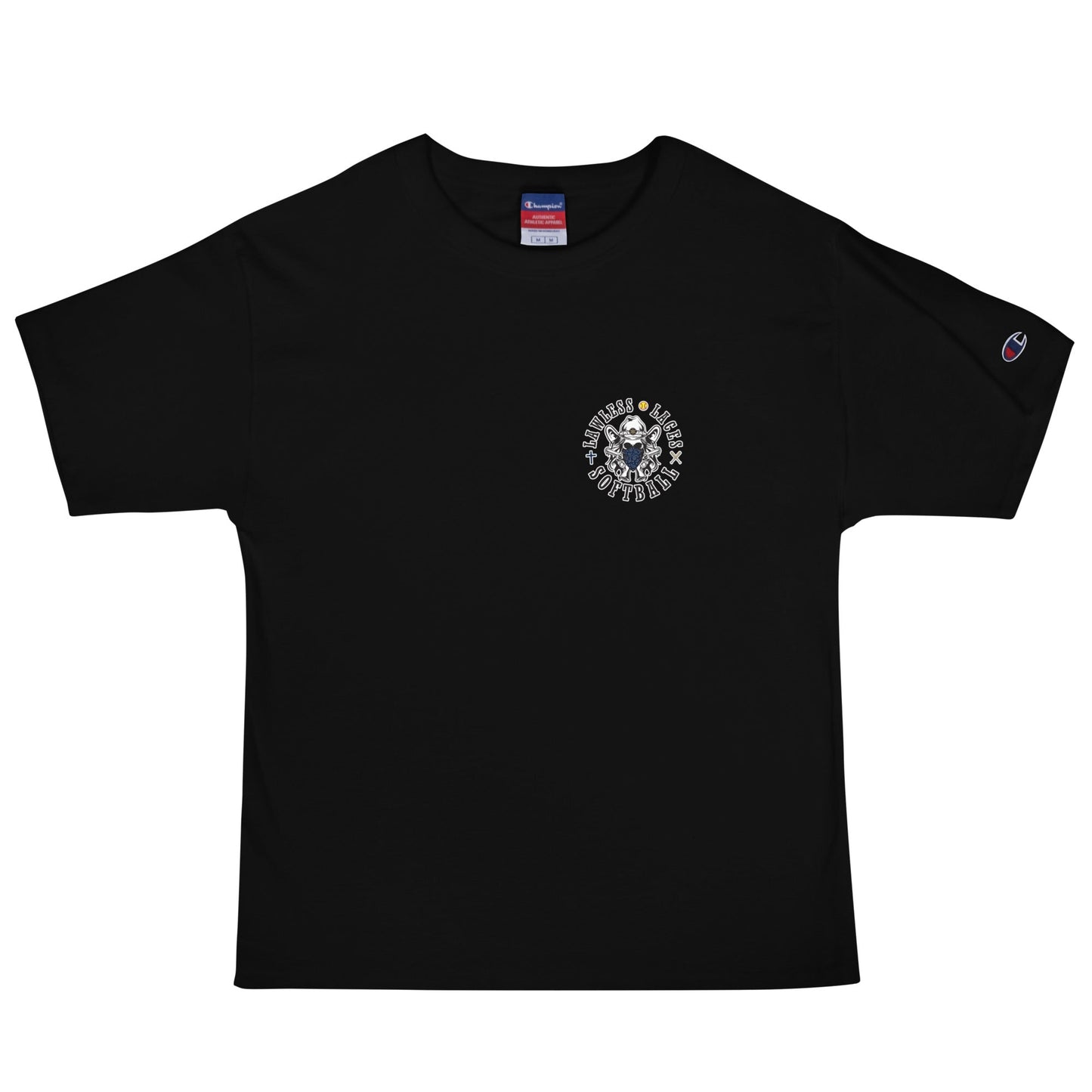 Signature | Champion T-Shirt | Lawless Laces Softball | Outlined Pocket Logo