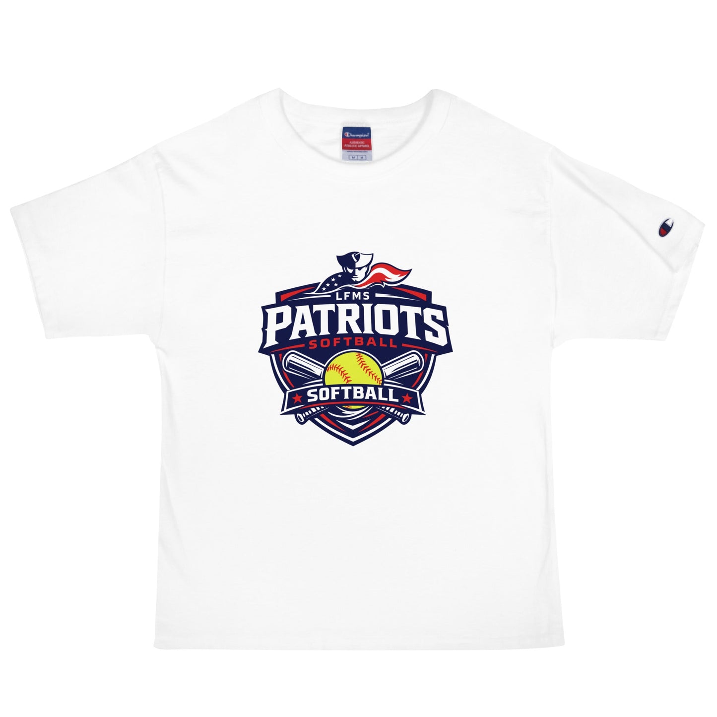 Signature | Champion T-Shirt | LFMS Athletics | Patriots Softball Logo