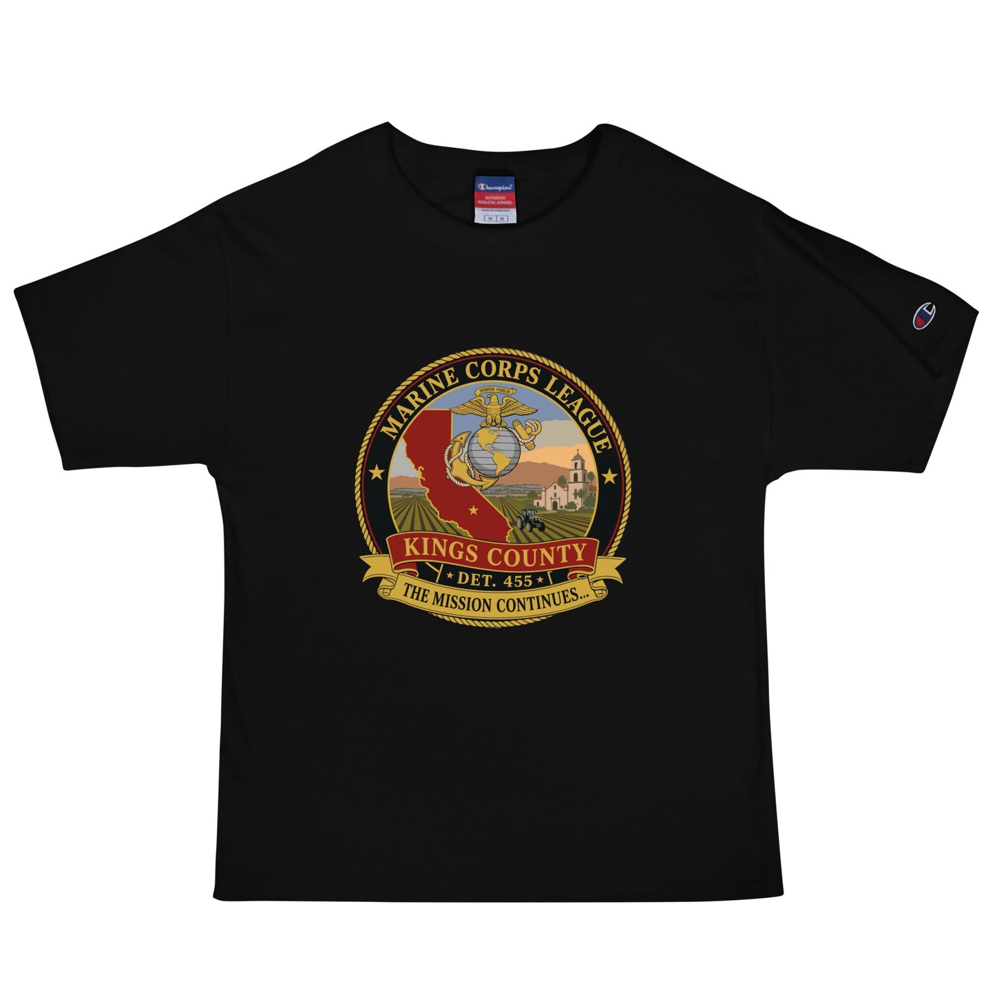 Signature | Champion T-Shirt | Marine Corps League kings County Det 455 | Shield Logo