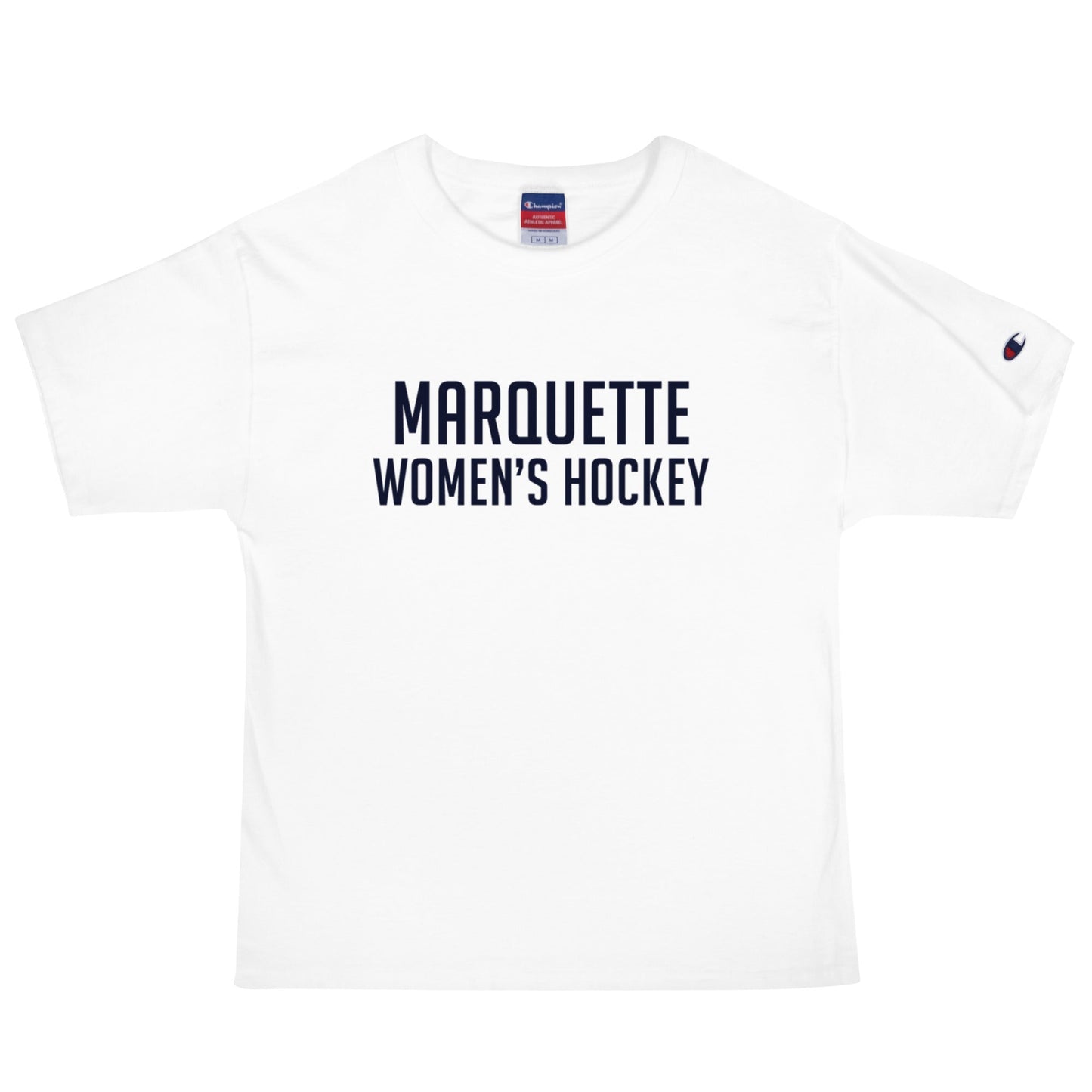 Signature | Champion T-Shirt | Marquette University Women's Hockey | Collegiate Front Logo