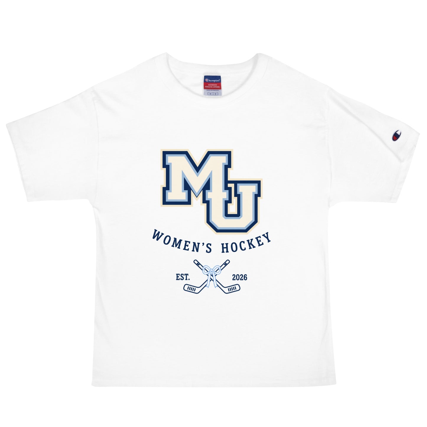 Signature | Champion T-Shirt | Marquette University Women's Hockey | Crest Logo
