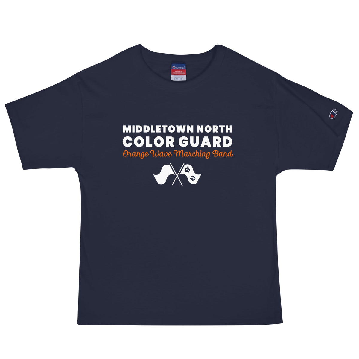 Signature | Champion T-Shirt | Orange Wave Marching Band | Modern Script Logo