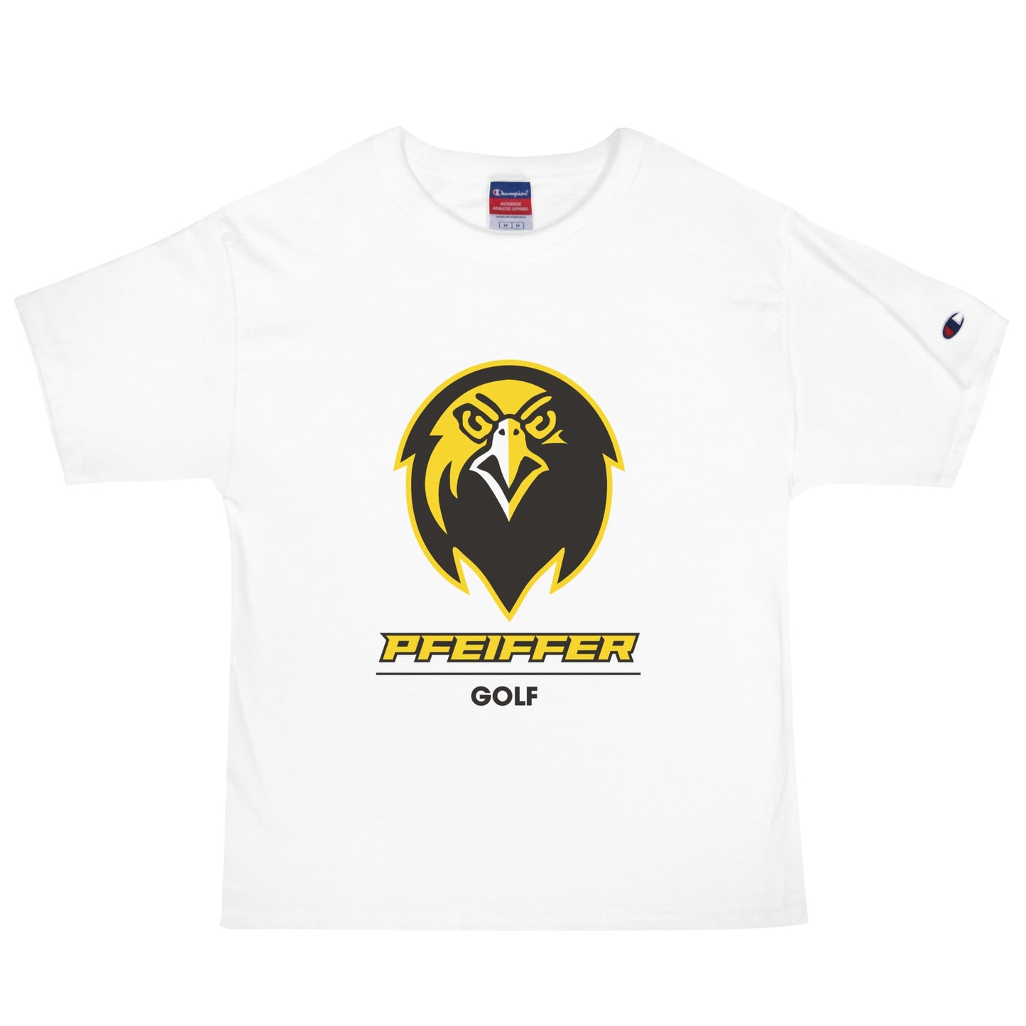 Signature | Champion T-Shirt | Pfeiffer University Golf | Falcon Logo