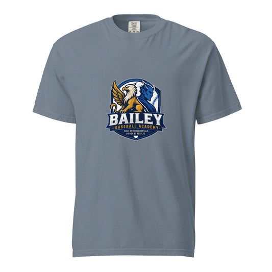 Signature | Comfort Colors T-Shirt | Bailey Baseball Academy | Shield Logo