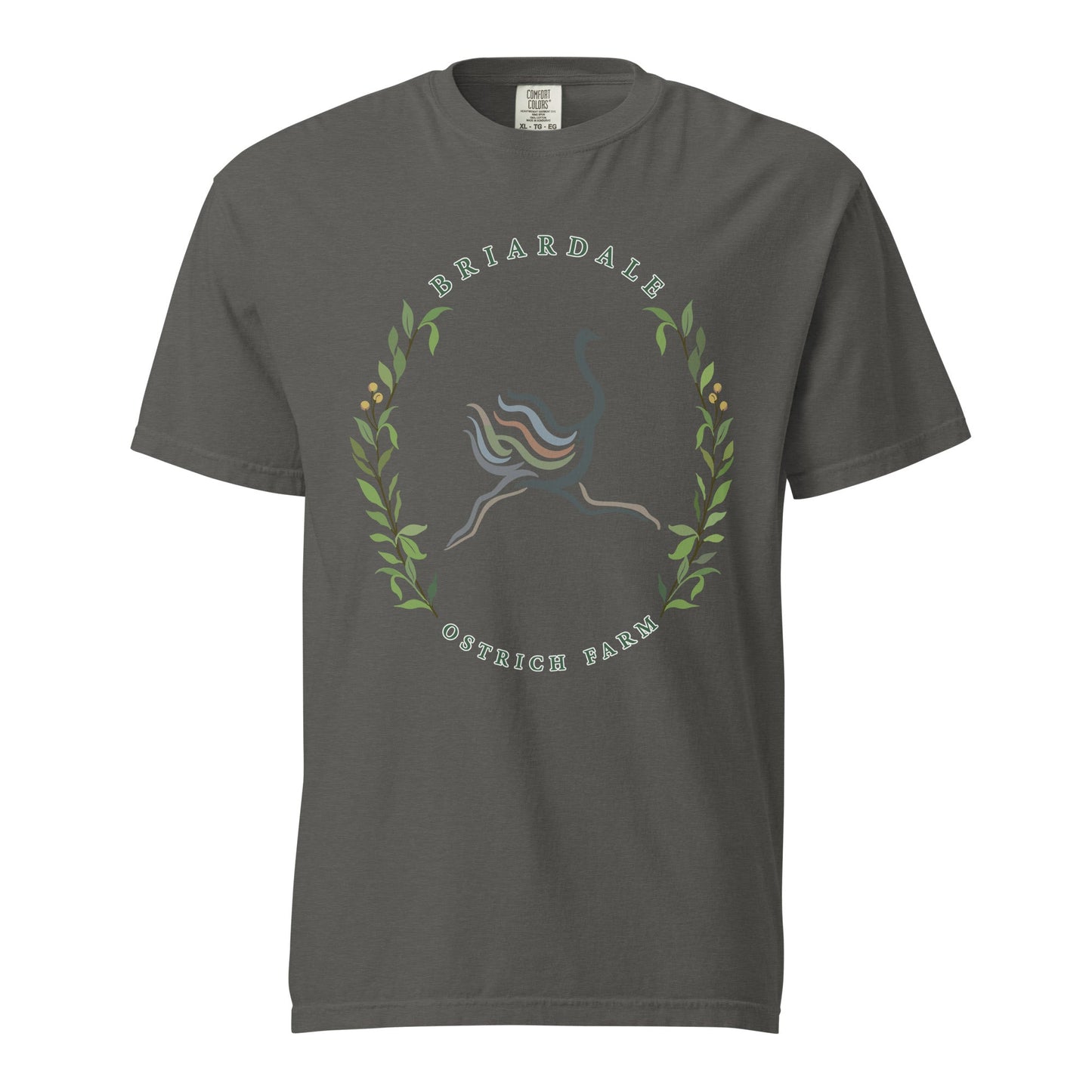 Signature | Comfort Colors T-Shirt | Briardale Ostrich Farm | Crest Logo