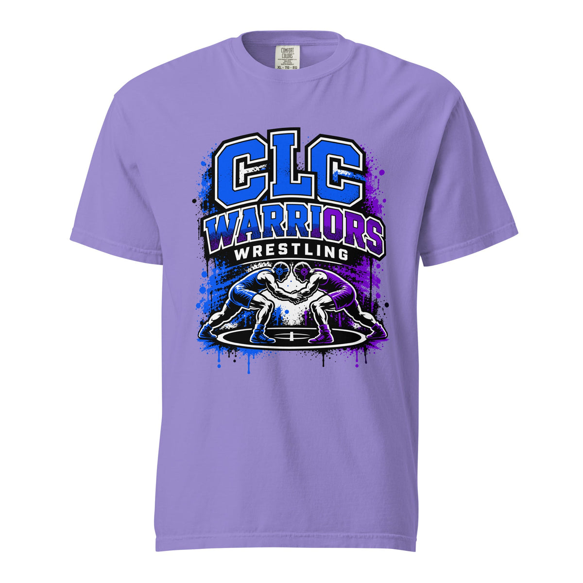 Signature | Comfort Colors T-Shirt | Clear Lake - Clayton Wrestling | Emblem Logo
