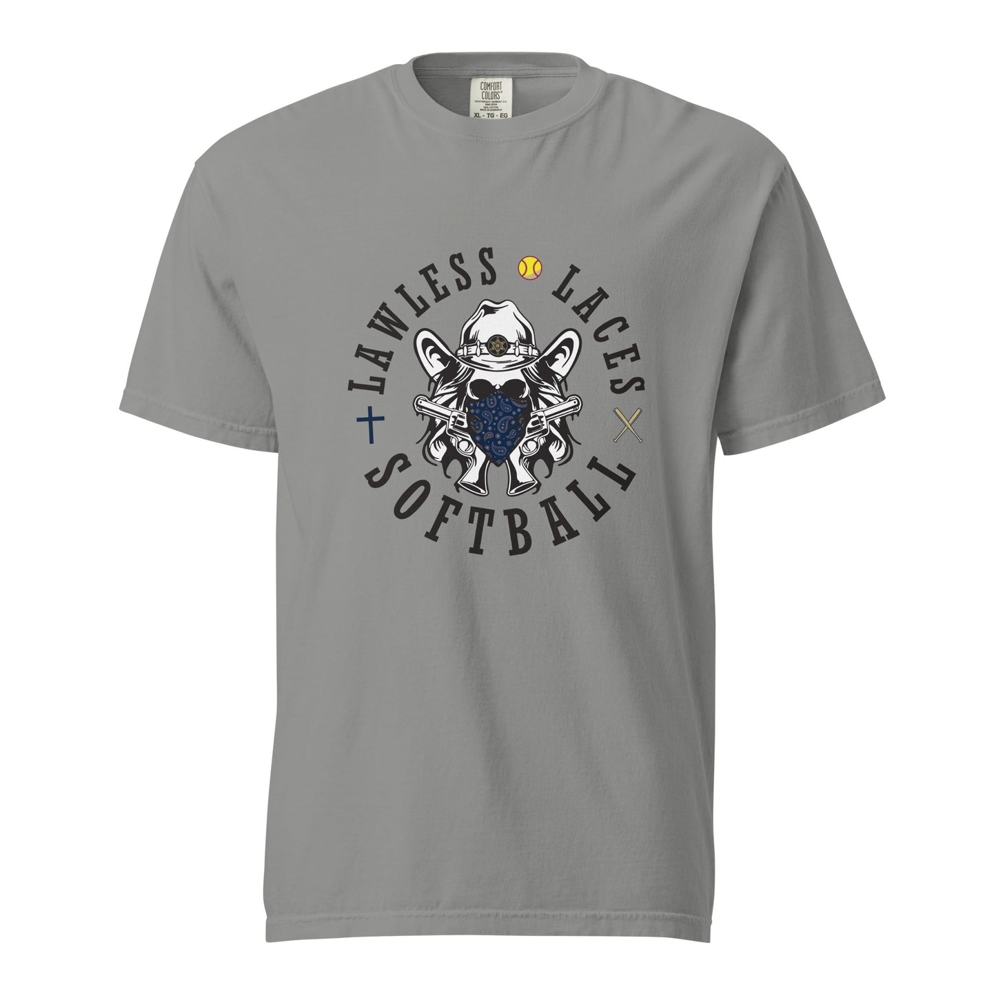 Signature | Comfort Colors T-Shirt | Lawless Laces Softball | Bandana Mascot Logo