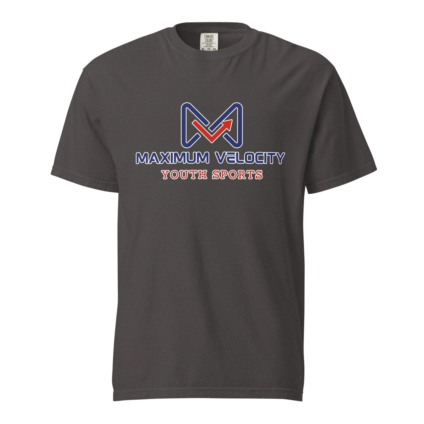 Signature | Comfort Colors T-Shirt | Maximum Velocity Youth Sports | Emblem Logo