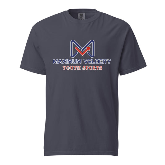 Signature | Comfort Colors T-Shirt | Maximum Velocity Youth Sports | Emblem Logo