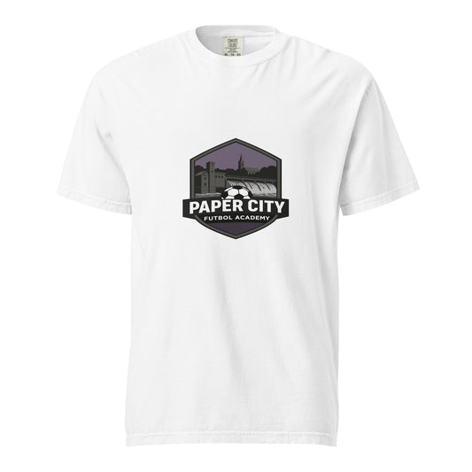 Signature | Comfort Colors T-Shirt | Paper City Futbol Academy | Vanguard Shield Logo