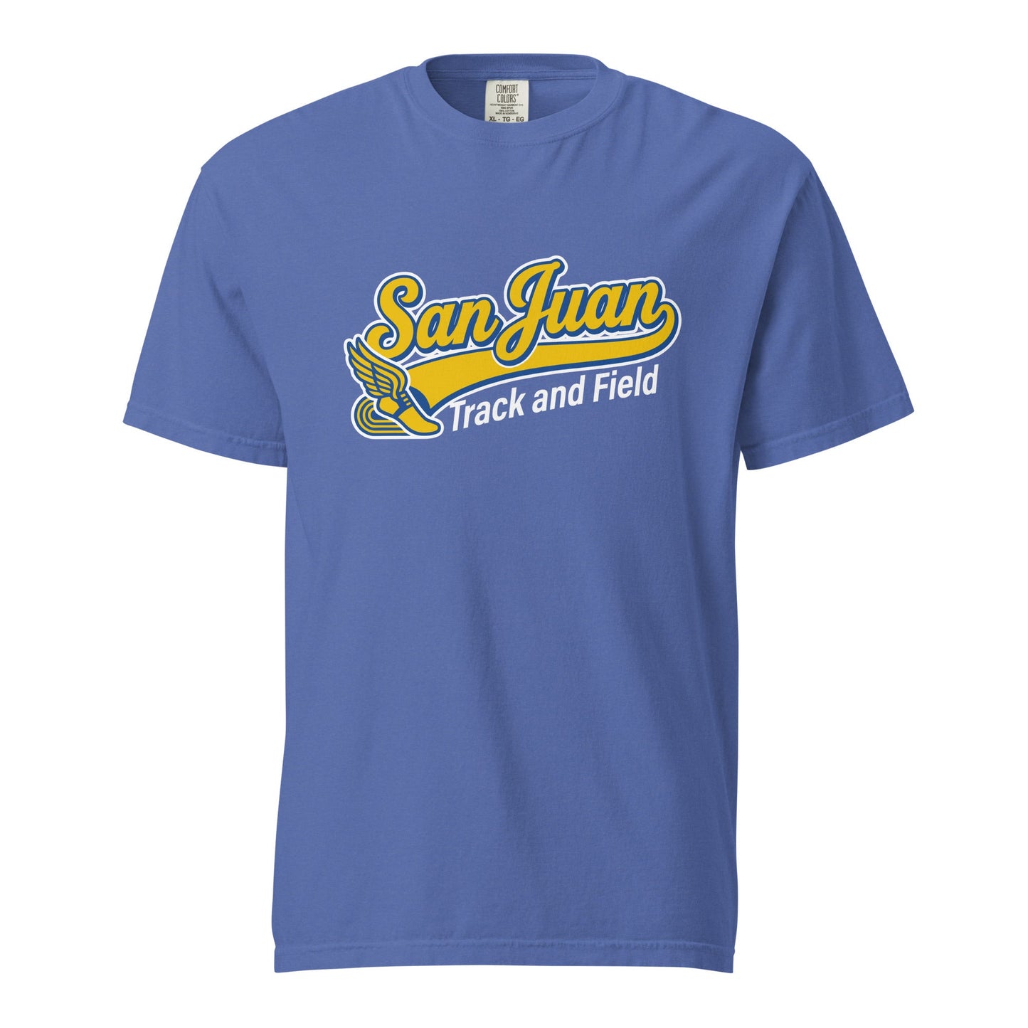 Signature | Comfort Colors T-Shirt | San Juan Track and Field | Script Logo