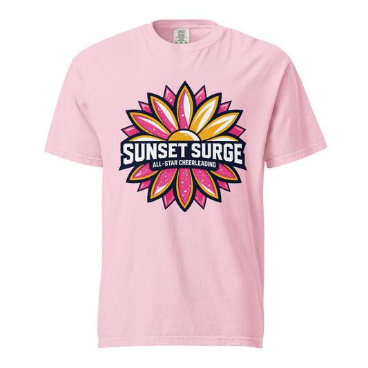 Signature | Comfort Colors T-Shirt | Sunset Surge All-Star Cheerleading | Bloom Surge Logo