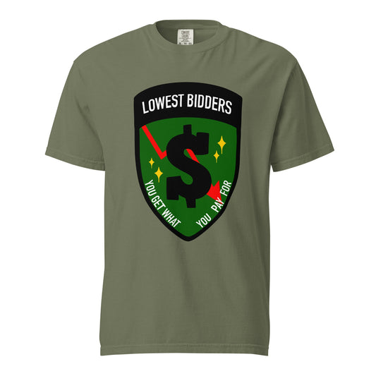 Signature | Comfort Colors T-Shirt | The Lowest Bidders | Emblem Logo