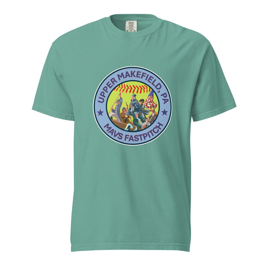Signature | Comfort Colors T-Shirt | Upper Makefield Mavs Fastpitch | Crossing Badge Logo