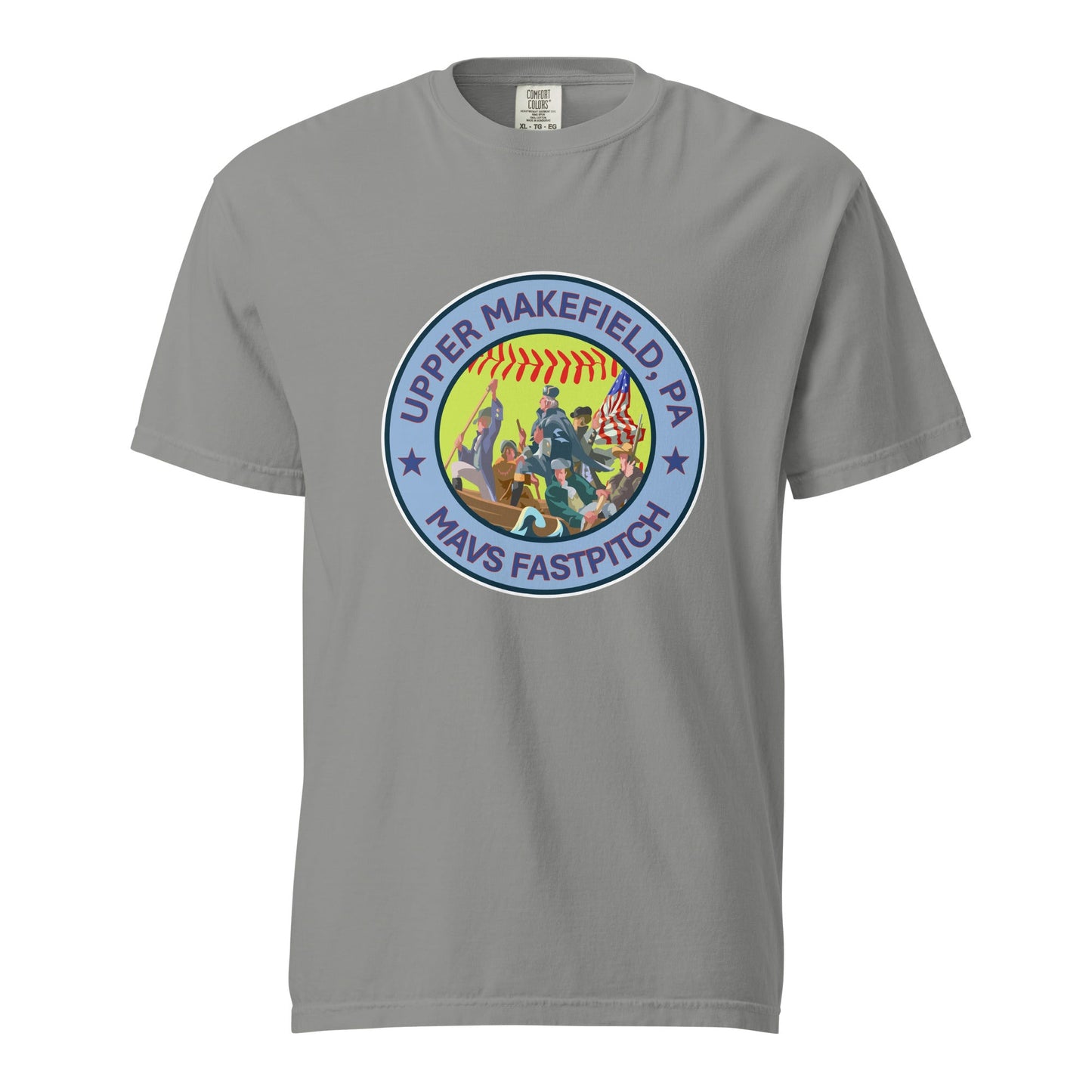 Signature | Comfort Colors T-Shirt | Upper Makefield Mavs Fastpitch | Crossing Badge Logo