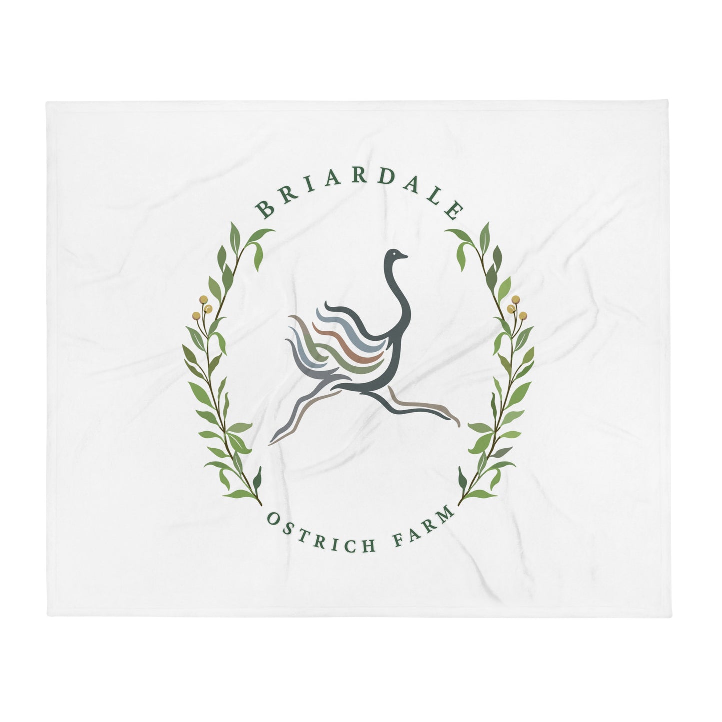 Throw Blanket | Briardale Ostrich Farm | Crest Logo