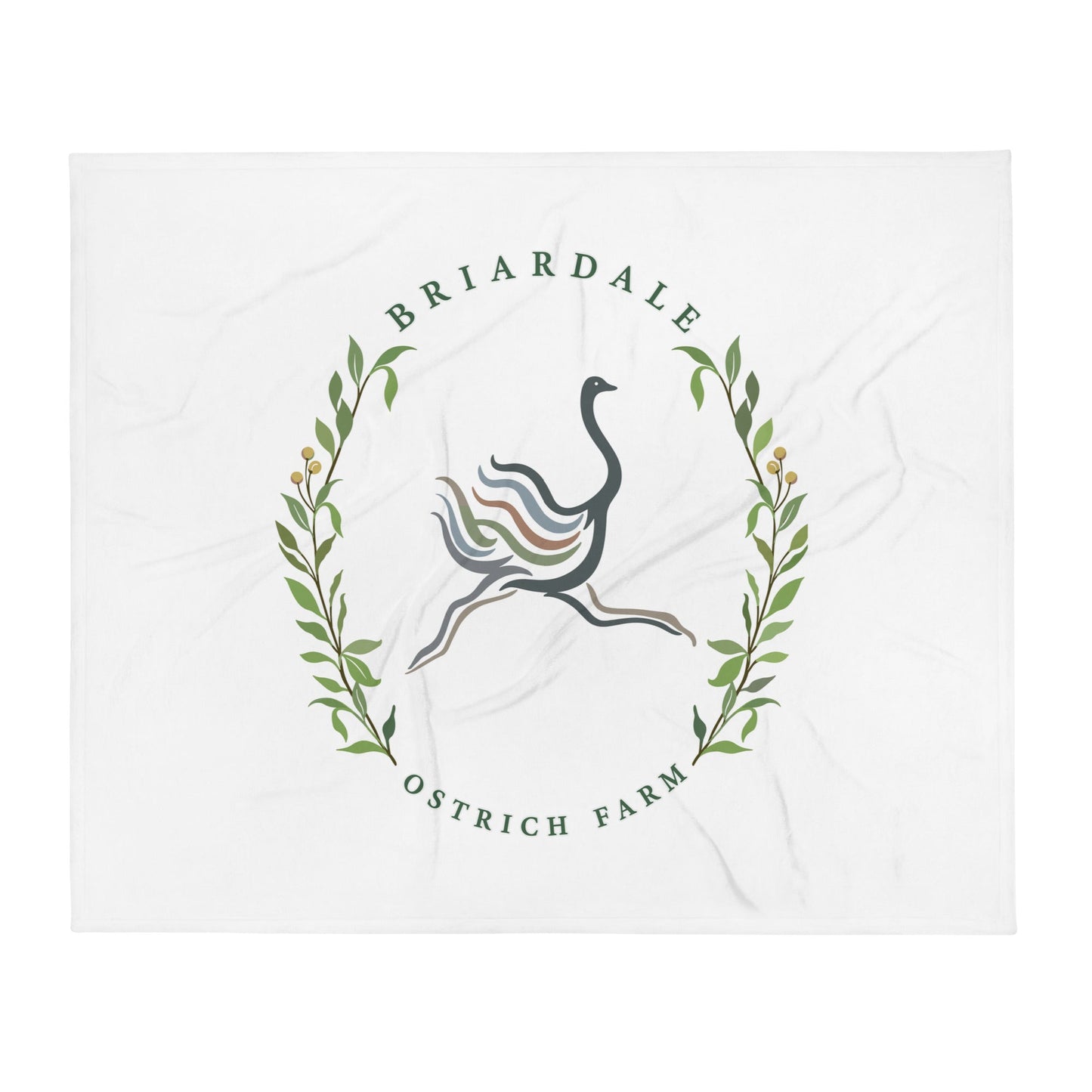 Throw Blanket | Briardale Ostrich Farm | Crest Logo