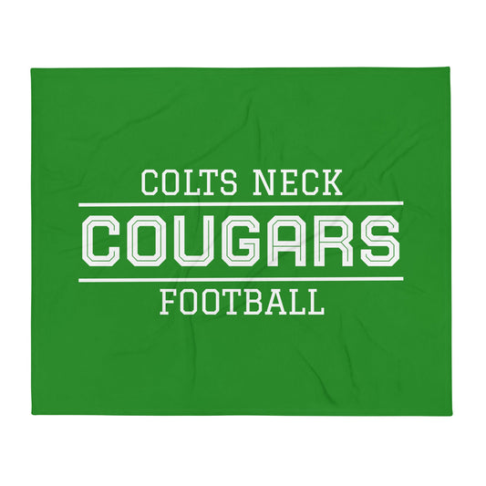 Throw Blanket | Colts Neck Cougars | Youth Tackle Football (AYF) | Script Logo