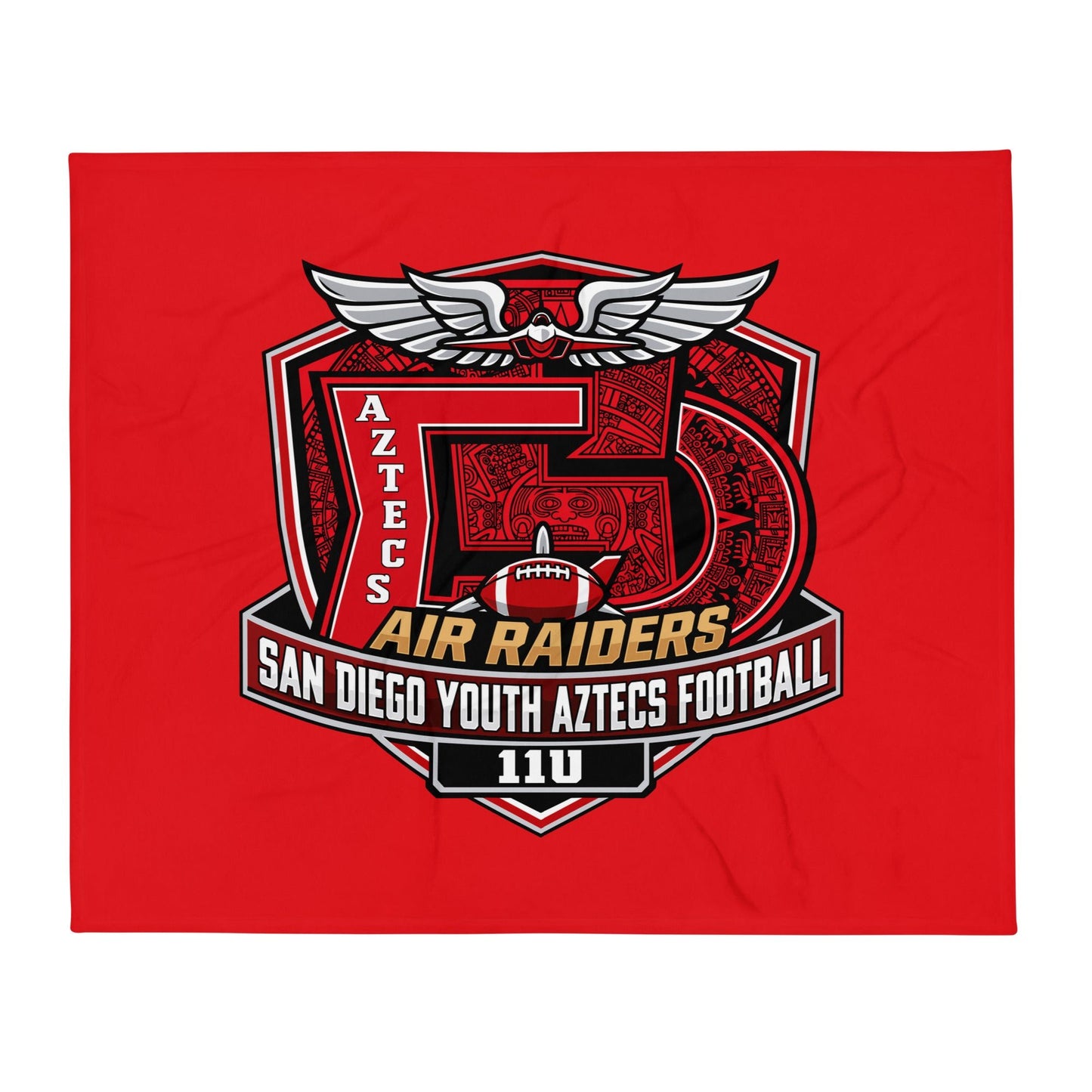 Throw Blanket | San Diego Youth Aztecs Football 11u Air Raiders | Shield Logo
