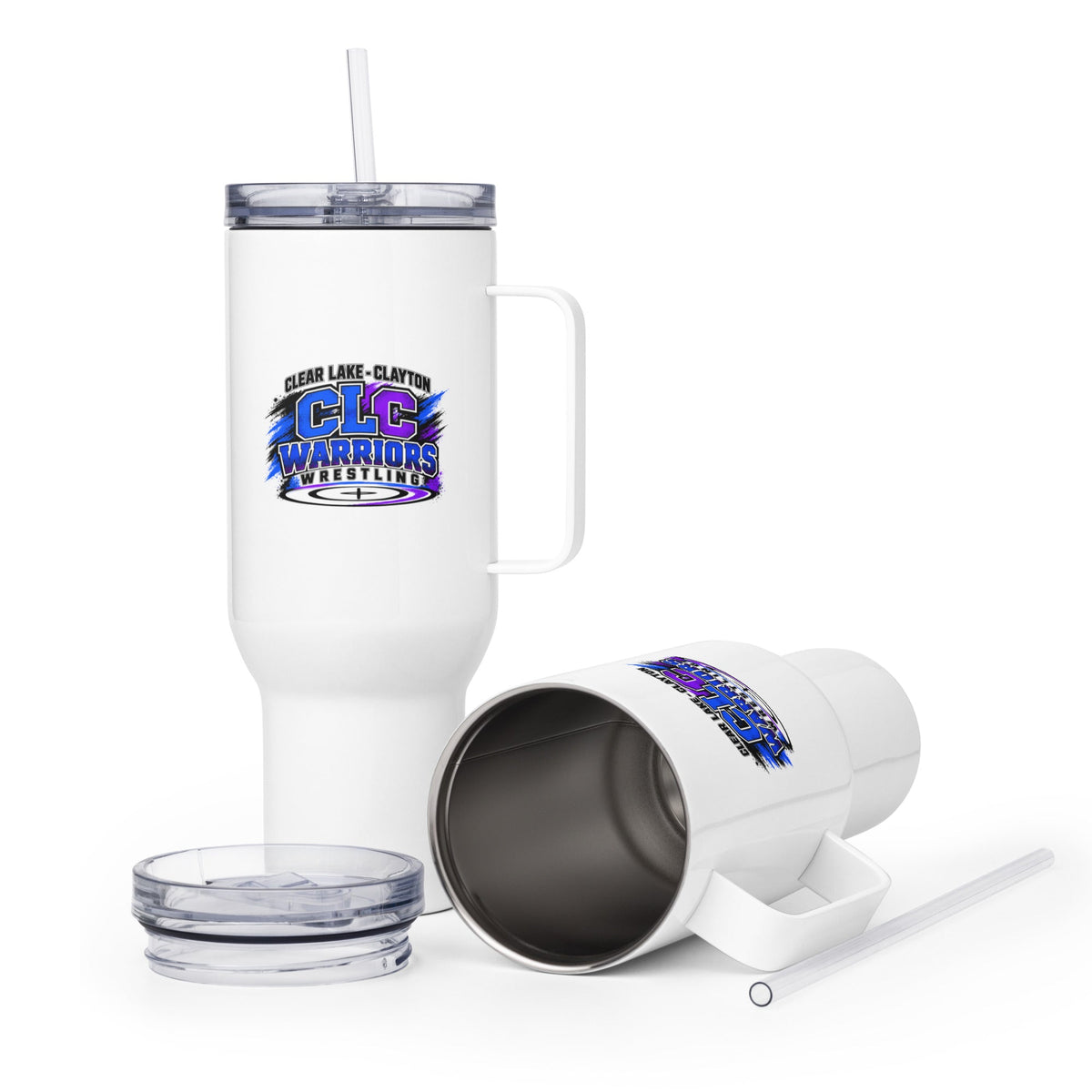 Travel Mug | Clear Lake - Clayton Wrestling | Vanguard Logo